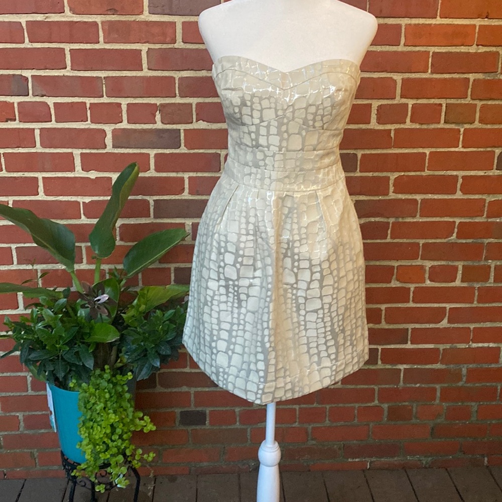 Cream and metallic American eagle strapless dress